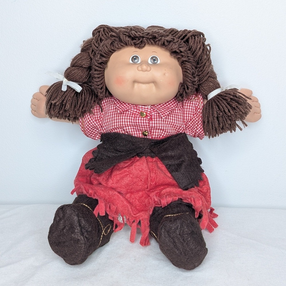 Vintage Cabbage Patch Kids Doll Brown Hair Brown Eyes Cowgirl Outfit 1982